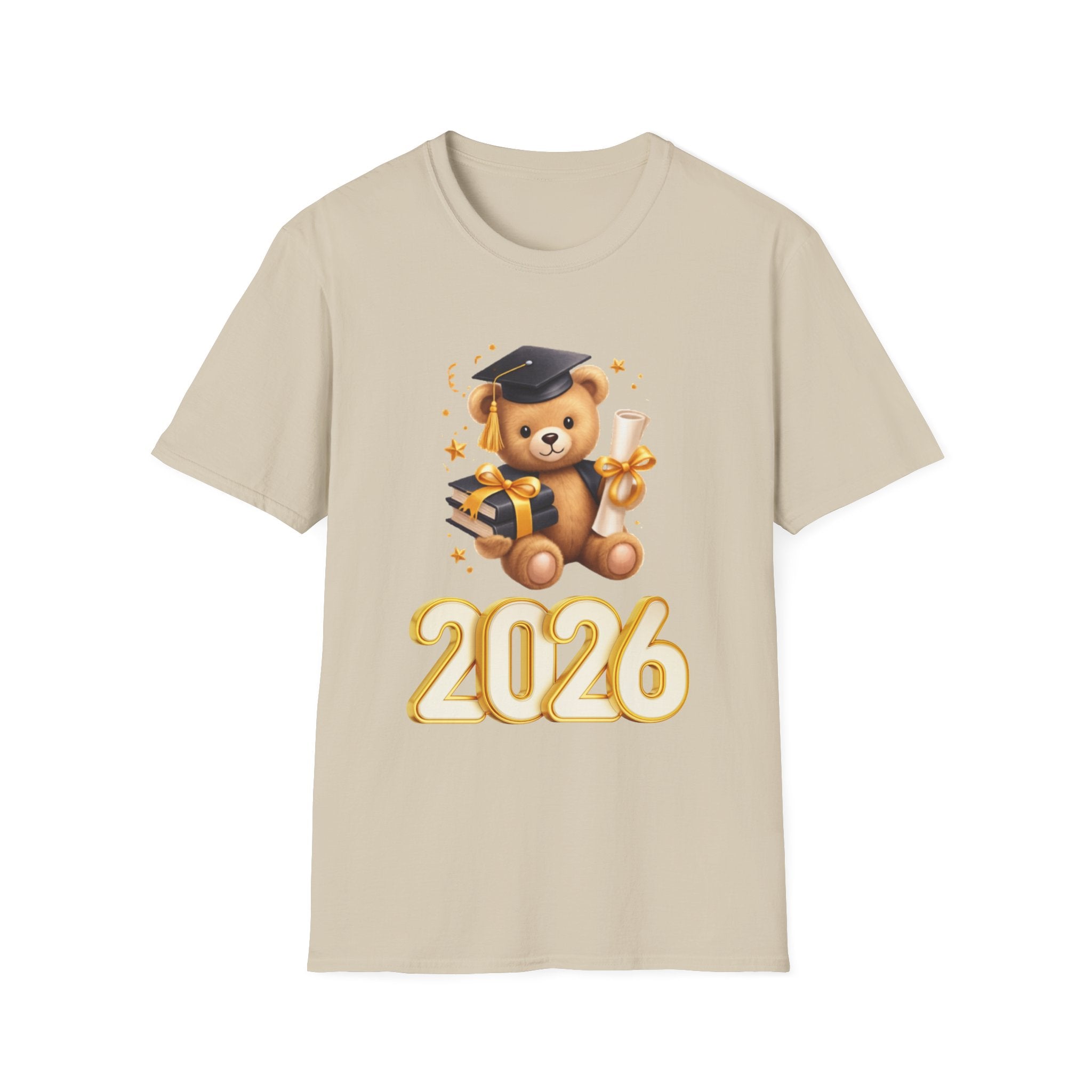2026 Graduation Bear T-Shirt — Cute Teddy Grad Cap & Diploma Tee