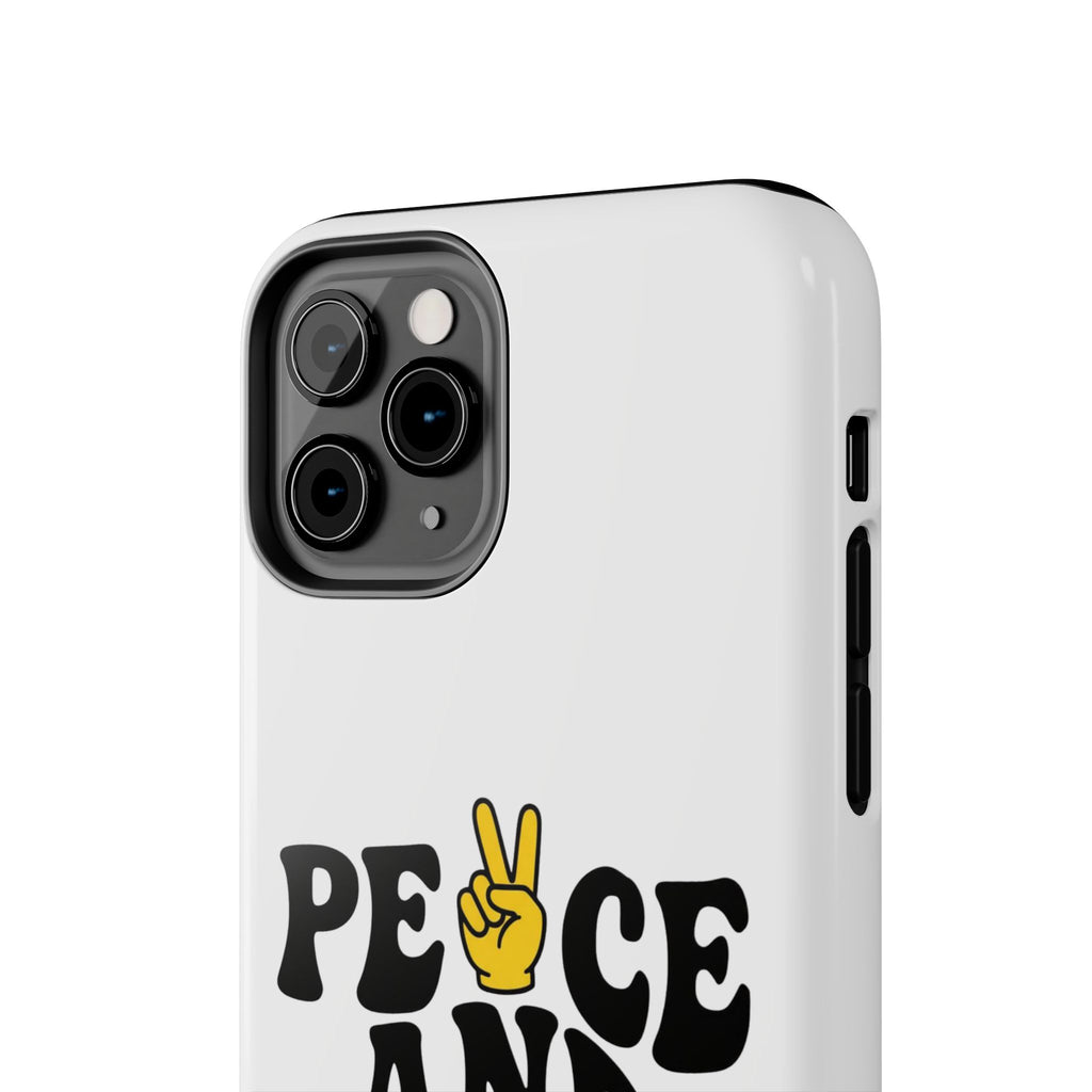 Peace and Love Tough Phone Case — Retro Peace Sign & Heart Protective Cover