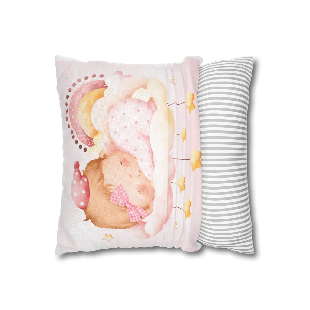 Baby Girl Nursery Pillowcase — Sleeping Baby on Cloud Decorative Throw Pillowcase