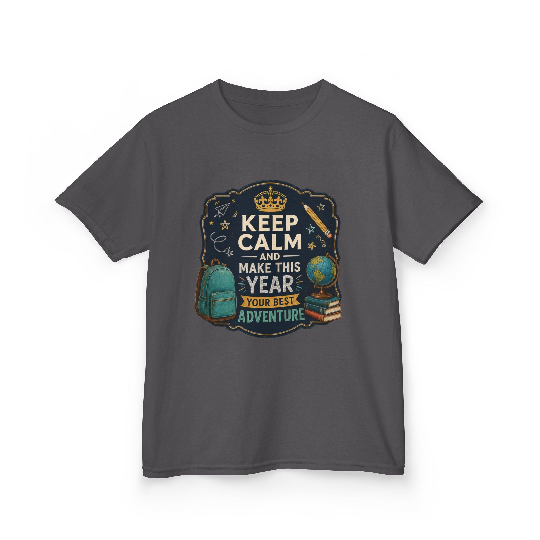 Kids Tee — "Keep Calm and Make This Year Your Best Adventure" Travel Graphic