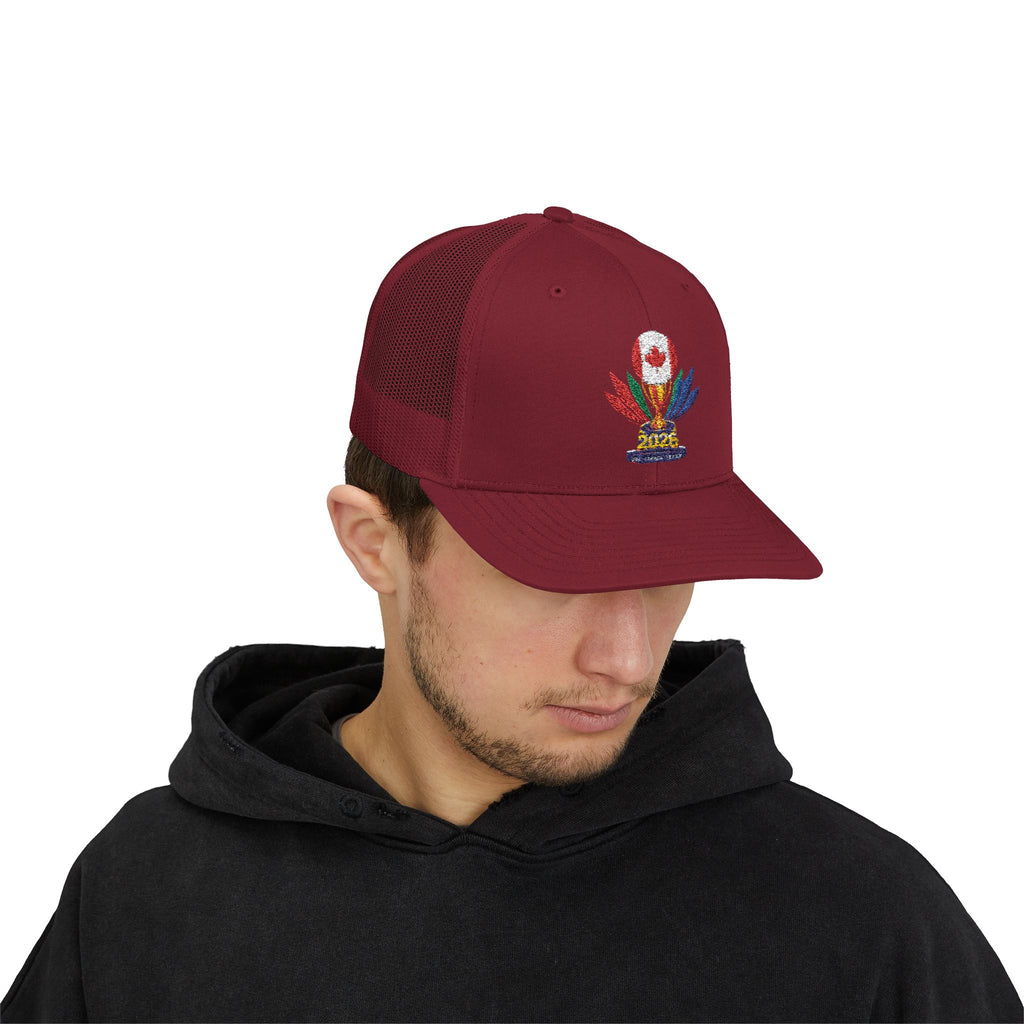 Embroidered Colorful Trophy Trucker Cap - Snapback Mesh Hat