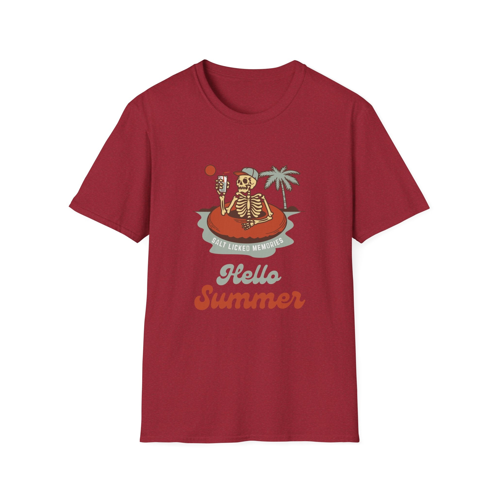 Hello Summer Skeleton T-Shirt — Retro Beach Vacation Tee