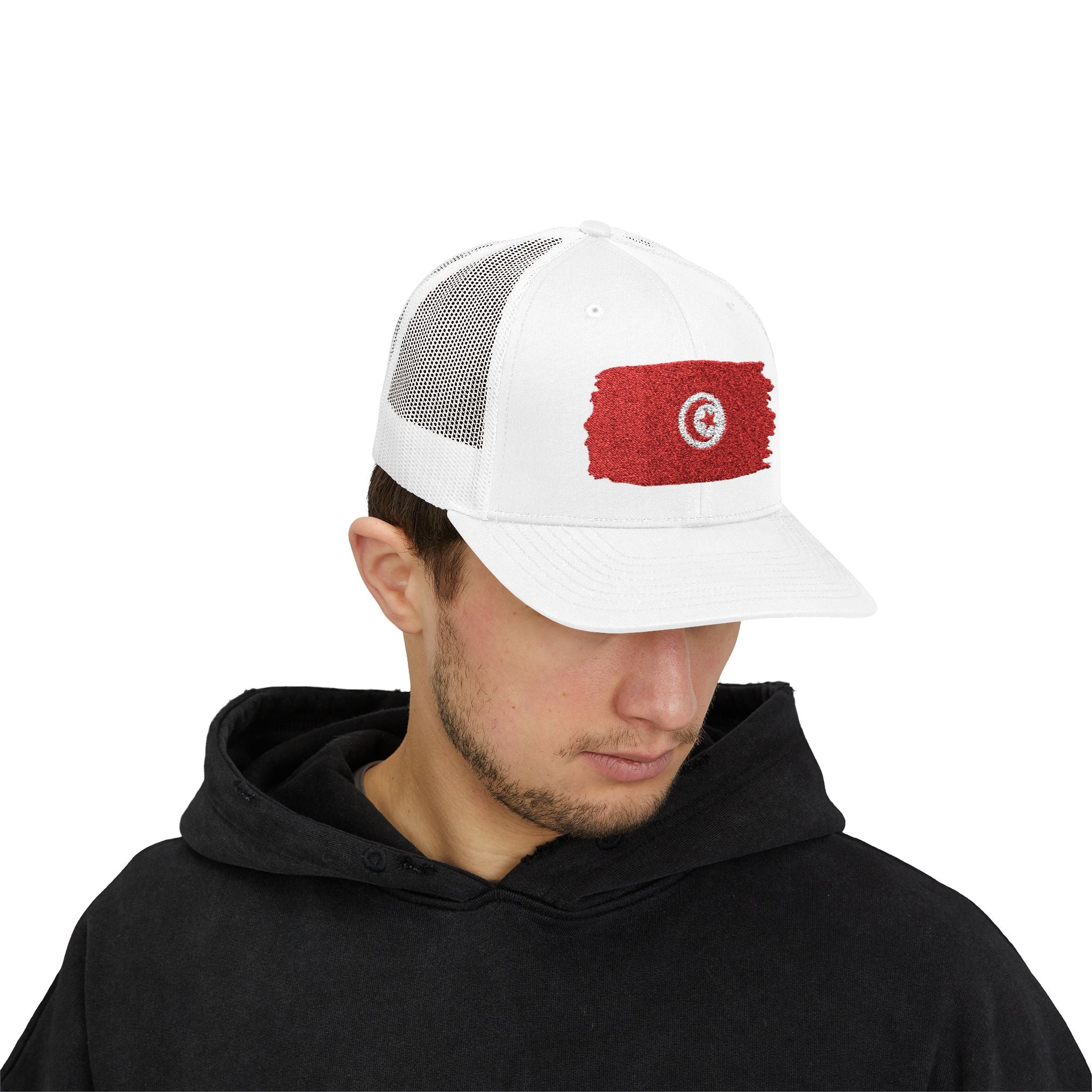 Tunisia Trucker Cap — Distressed Tunisia Flag Snapback