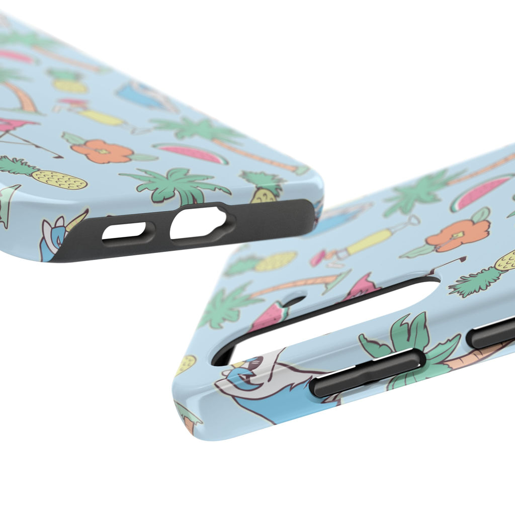 Tropical Summer Tough Phone Case — Pineapple, Flamingo & Palm Pattern