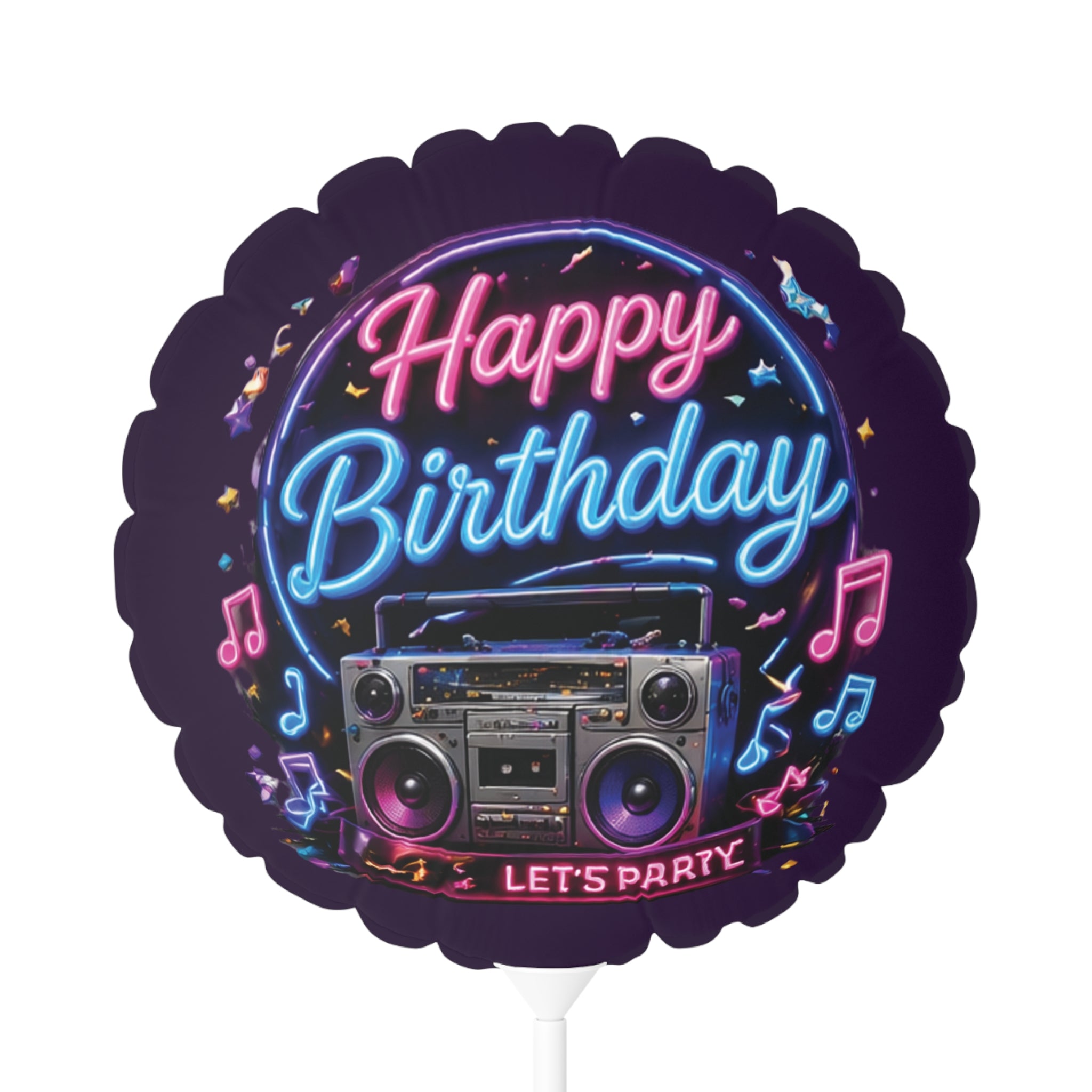 Happy Birthday Music Party Balloon — 11" Round/Heart Foil Balloon