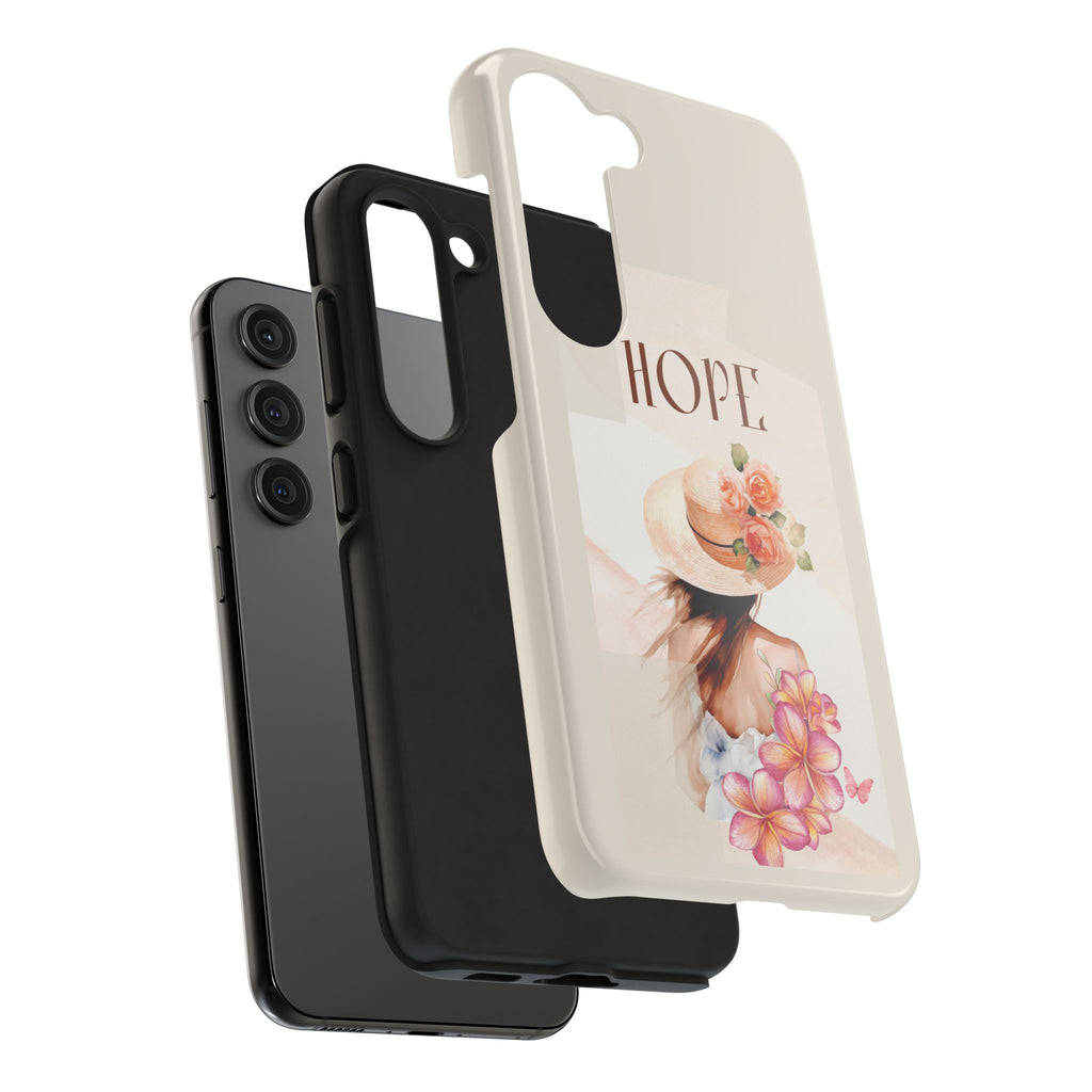Hope Floral Tough Phone Case — Protective iPhone Case with Watercolor Girl & Flowers