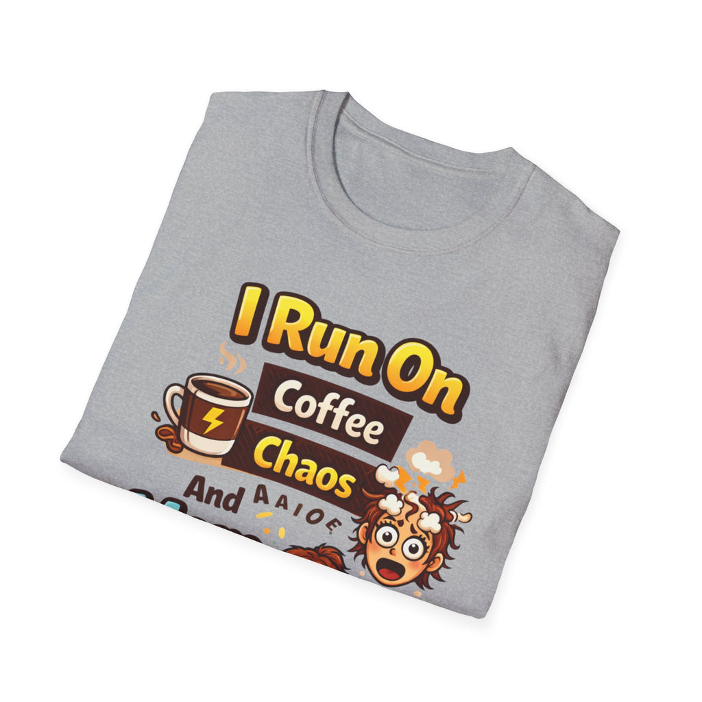 Mom Power T-Shirt — "I Run On Coffee, Chaos and Mom Power" Graphic Tee