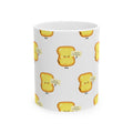 Toast Pattern Ceramic Mug – Cute Kawaii Toast with “I’m On A Bread Break” Quote (11oz/15oz)