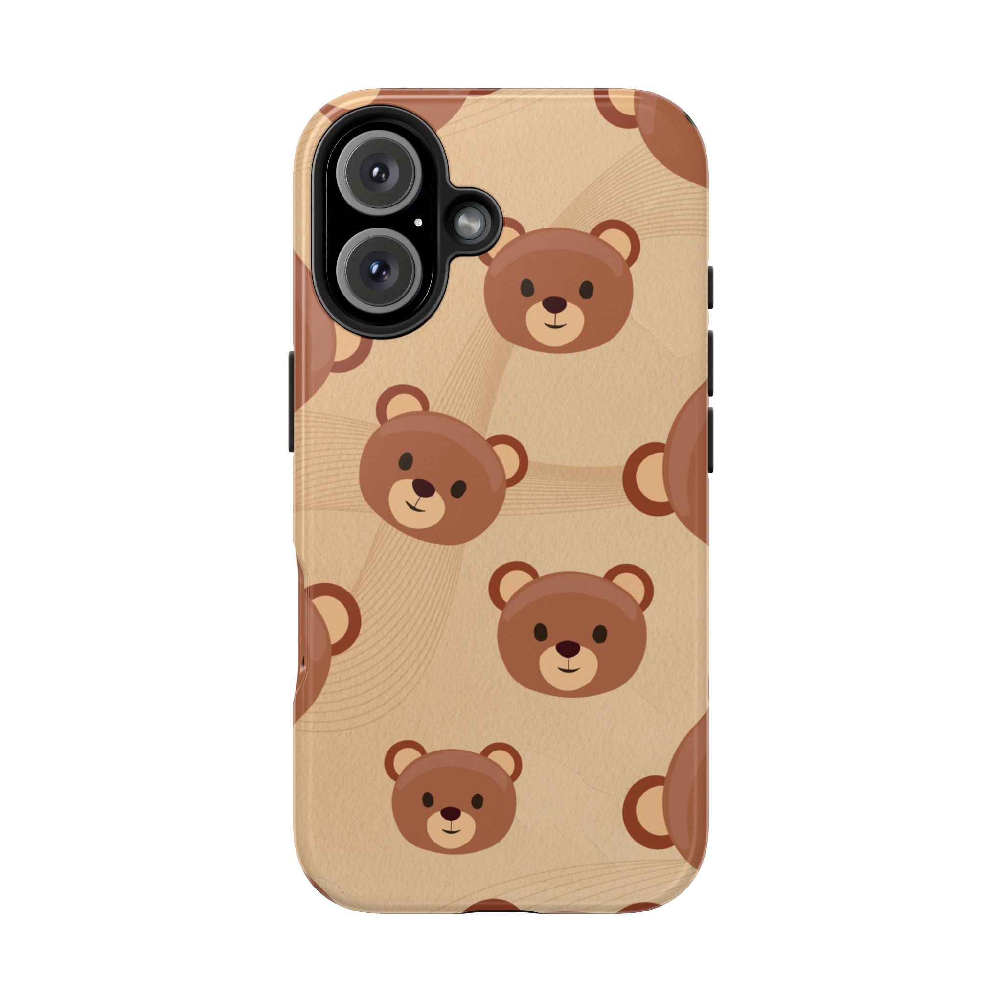 Bear Pattern Tough Phone Case — Cute Brown Bear Protective Phone Cover