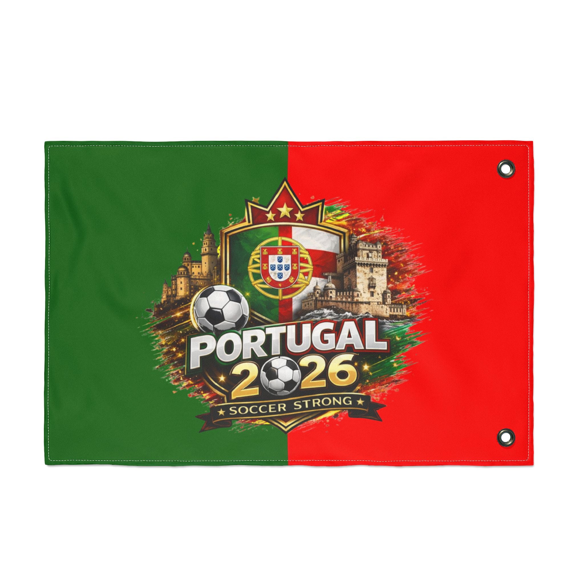 Portugal 2026 Soccer Flag — Double-Sided Football Fan Banner