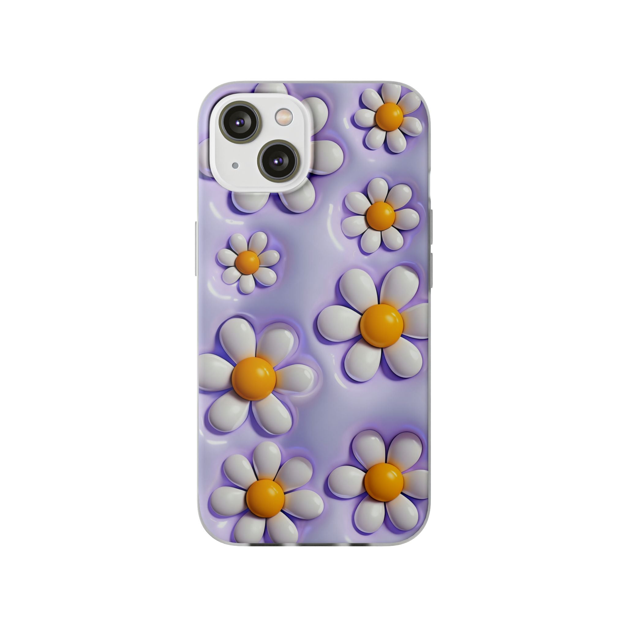 Purple 3D Daisy Phone Case – Cute Floral iPhone Flexi Case