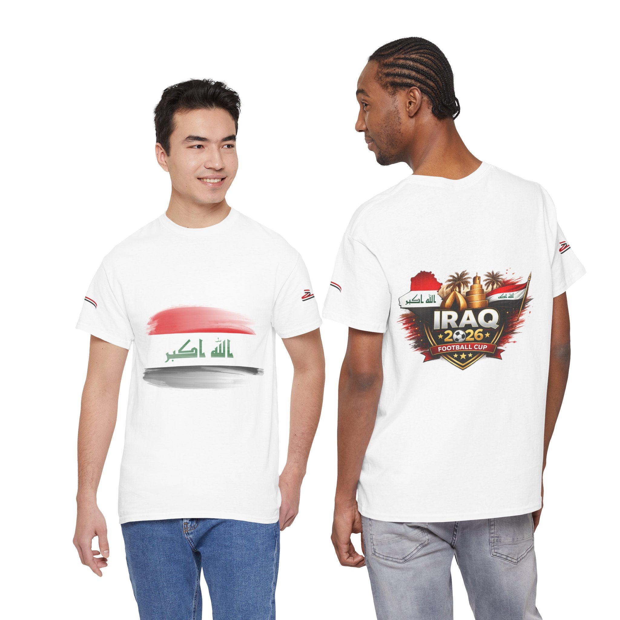 Iraq 2026 Football Cup T-Shirt – Iraq Flag Brushstroke & 'Allah Akbar' Design