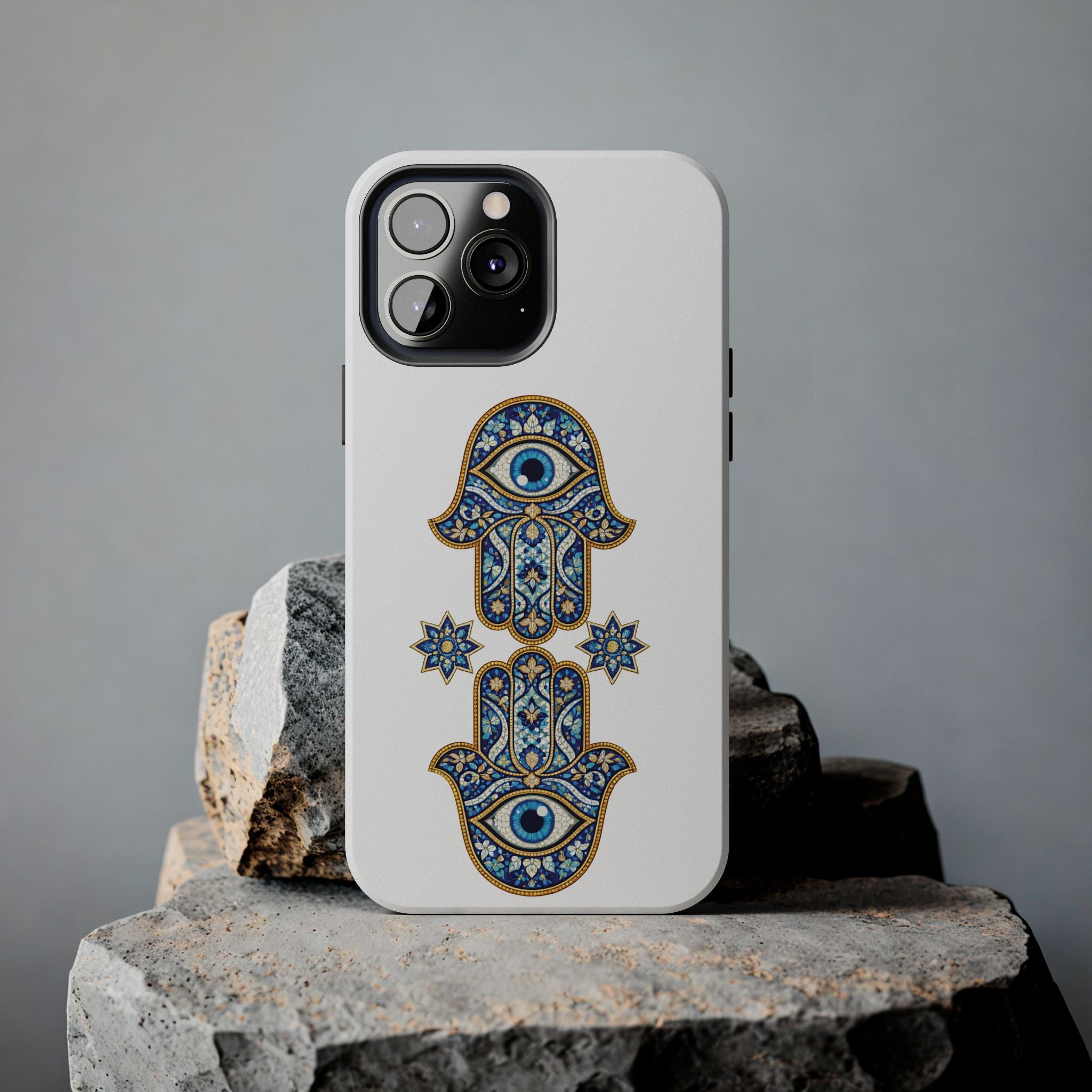 Hamsa Eye Tough Phone Case — Blue Mosaic Protective Phone Cover