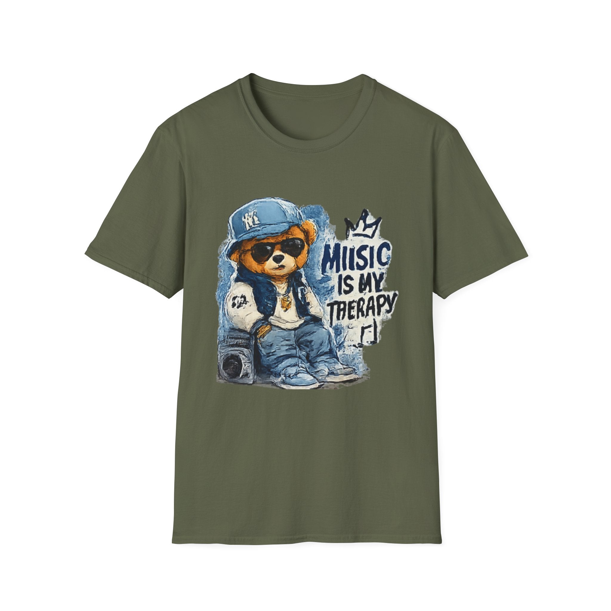 Music Is My Therapy T-Shirt — Teddy Bear Rapper Graphic Tee