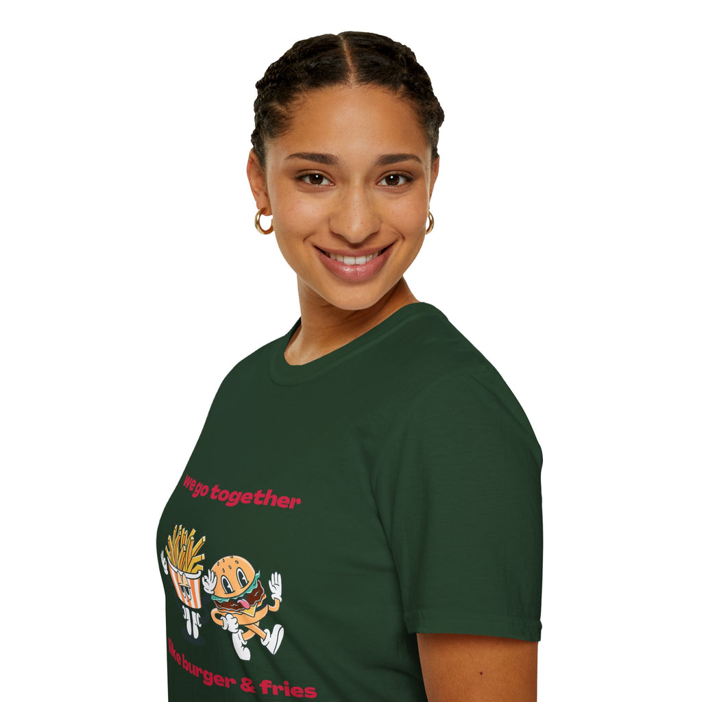 Burger & Fries Graphic T-Shirt — "We Go Together" Cute Matching Tee