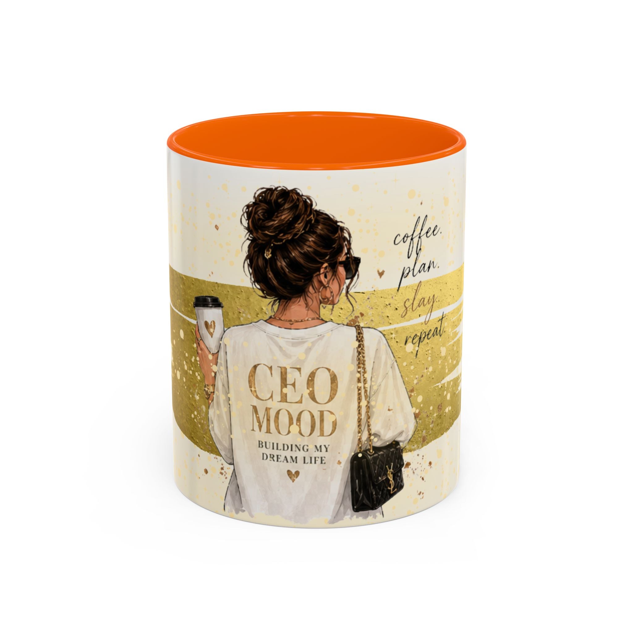 CEO Mood Coffee Mug – 'Coffee Plan, Slay, Repeat' Motivational Accent Mug