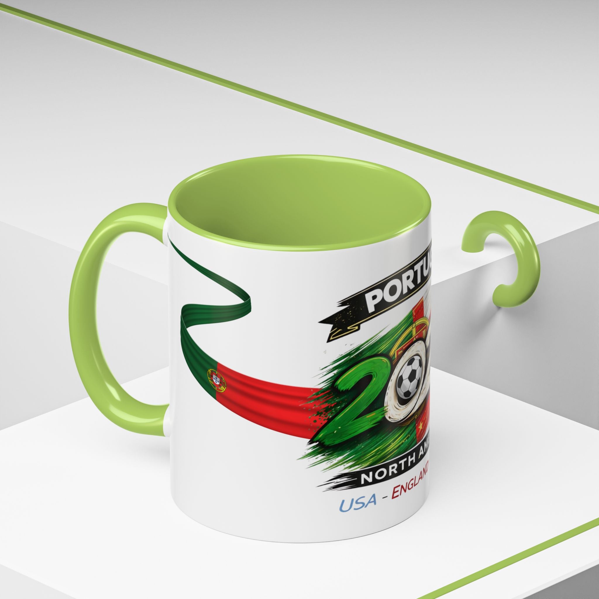 Portugal 2026 Soccer Cup Accent Coffee Mug — USA England Mexico Host Nations