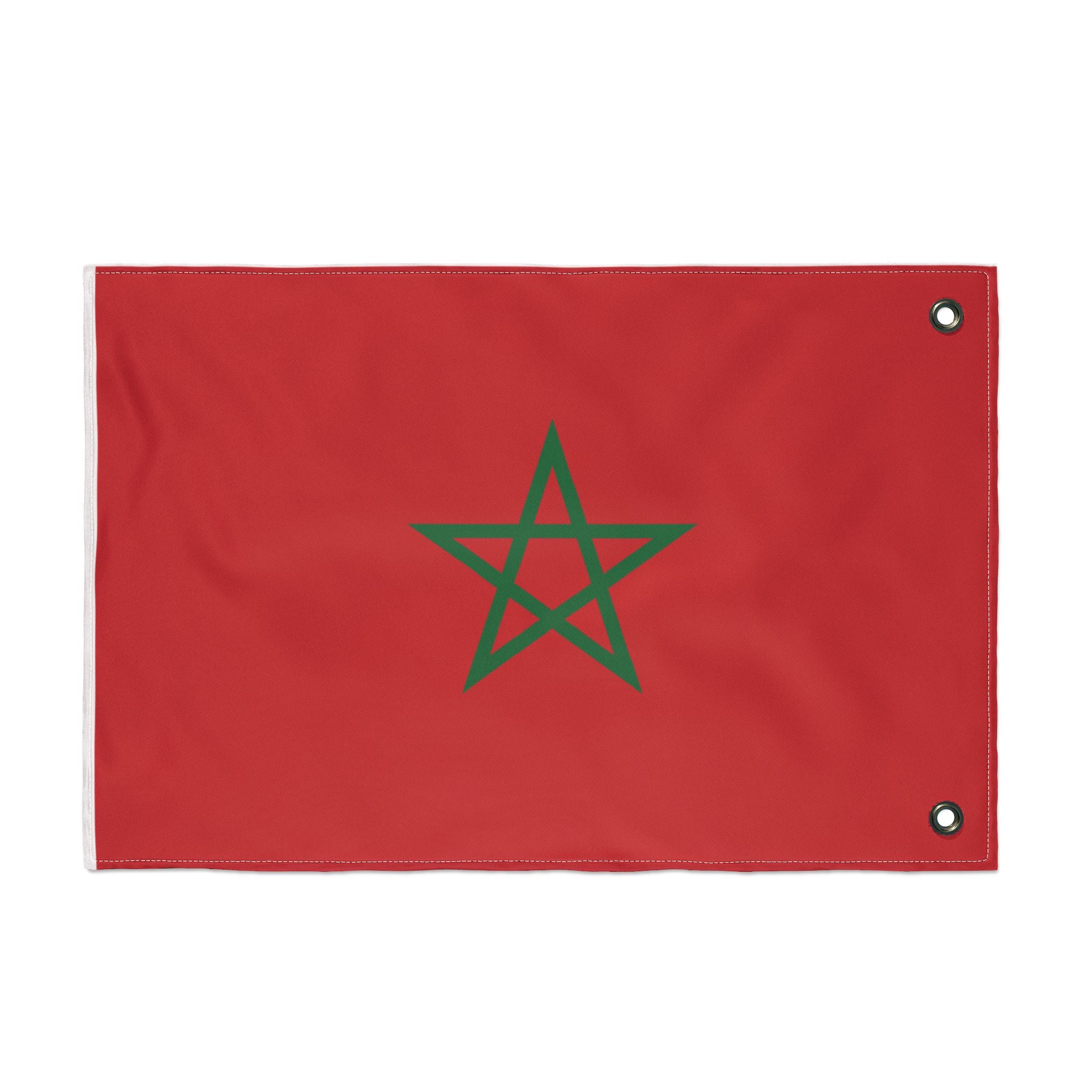 Morocco Double-Sided Flag - Green Pentagram on Red (Outdoor/Indoor)