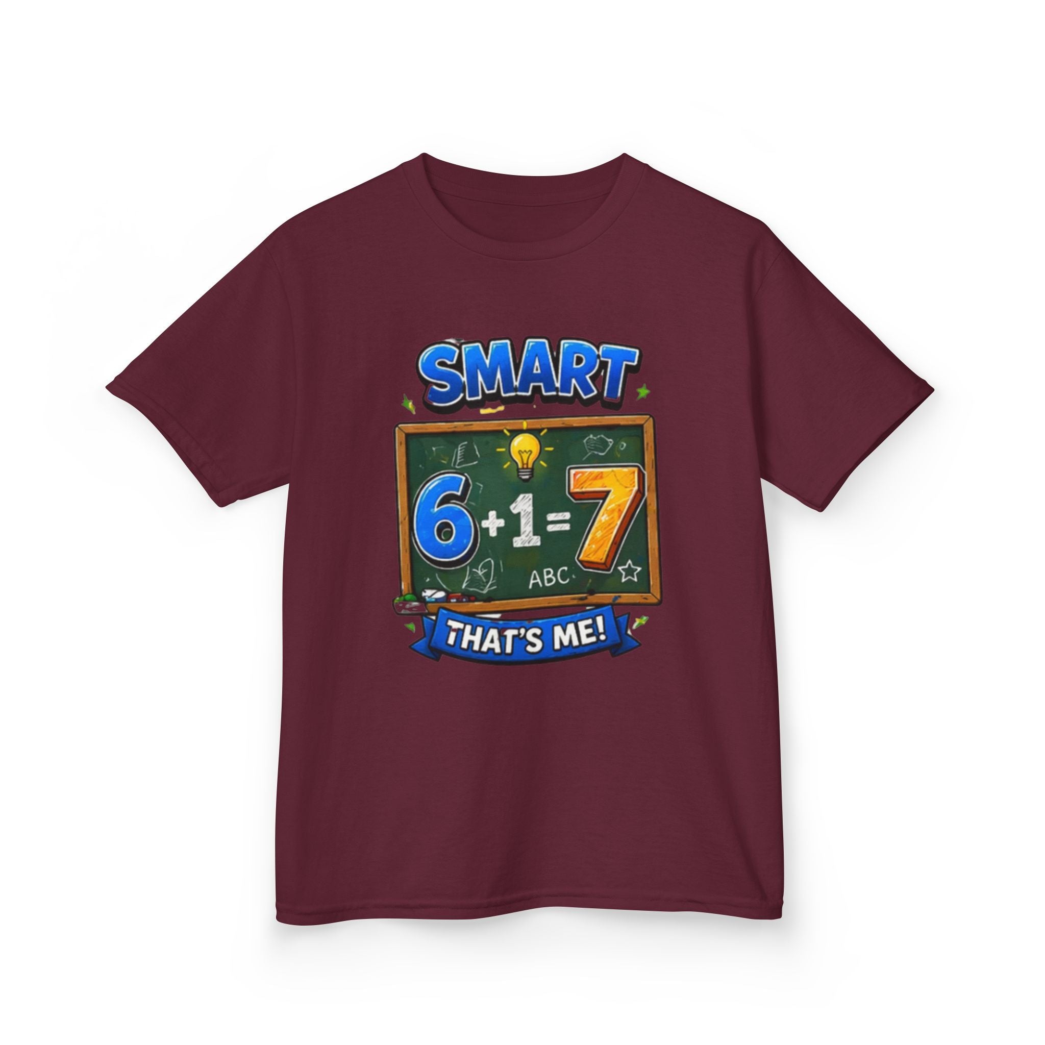 Kids 'Smart: 6+1=7 That's Me!' T-Shirt – Fun Back-to-School Math Tee