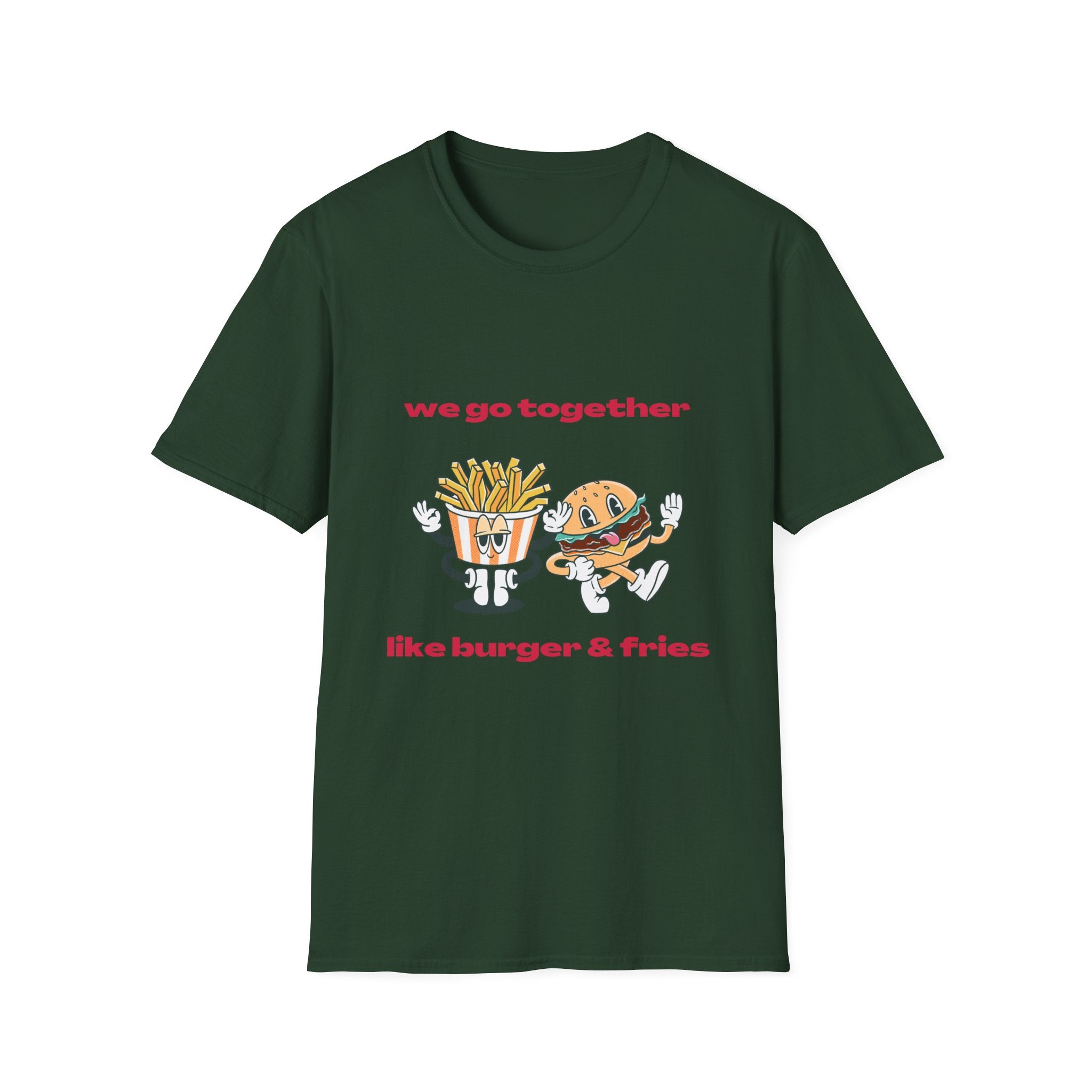 Burger & Fries Graphic T-Shirt — "We Go Together" Cute Matching Tee