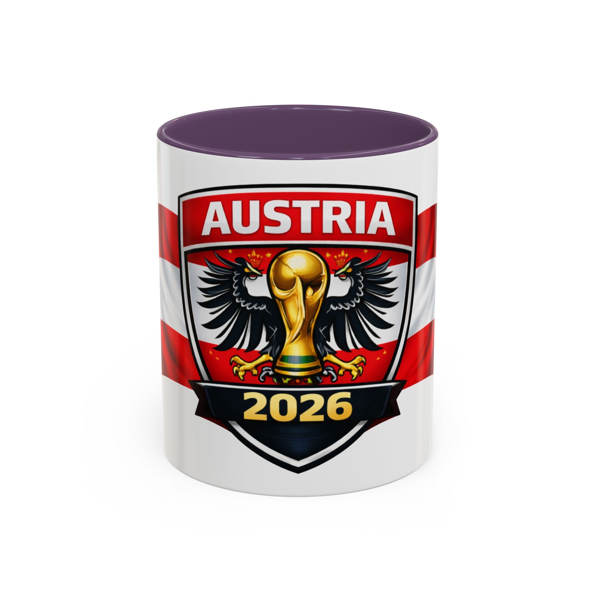 Austria 2026 Cup Coffee Mug – Austrian Flag & Trophy Accent Mug