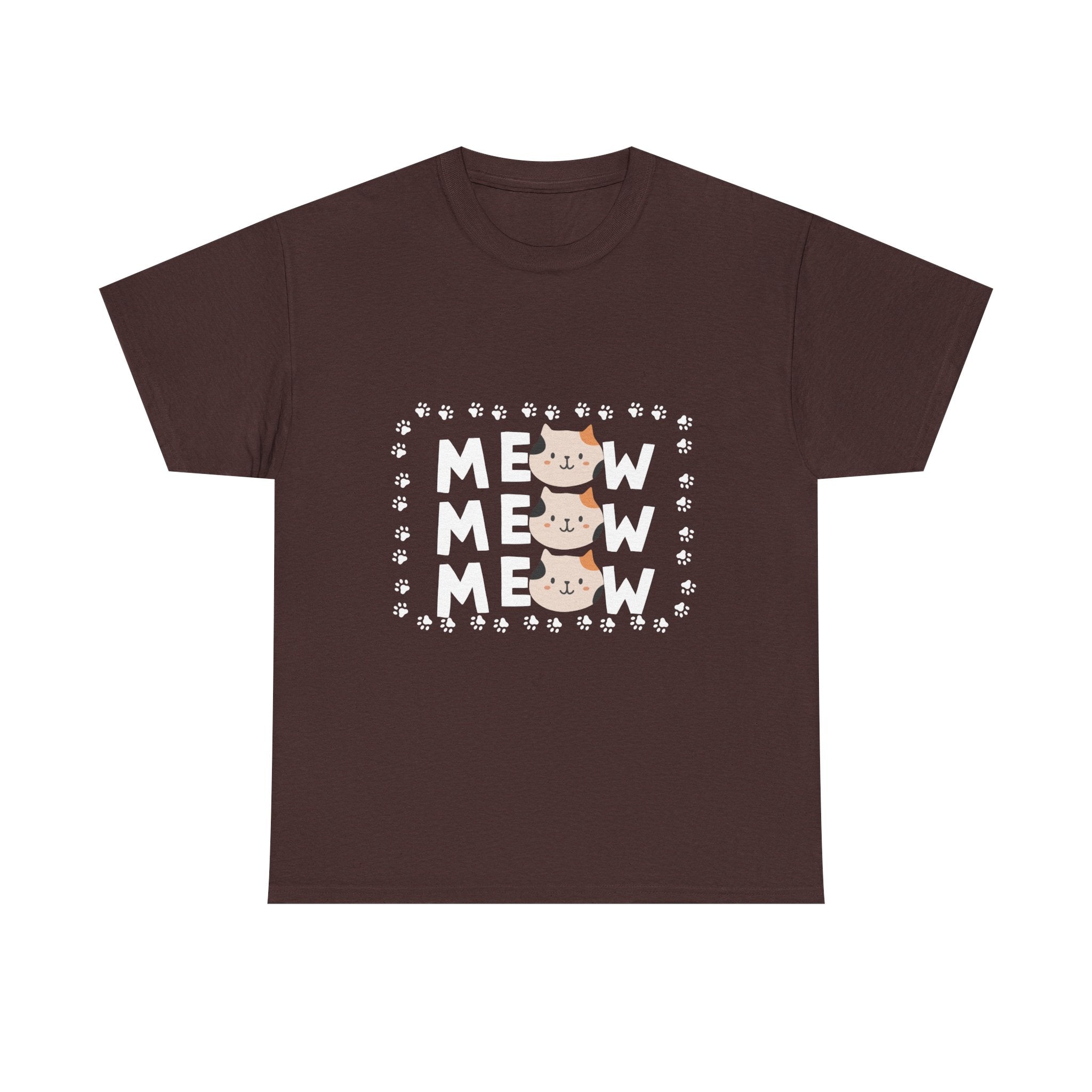 Meow Cat Graphic Tee — Cute Paw Print Kitty T-Shirt