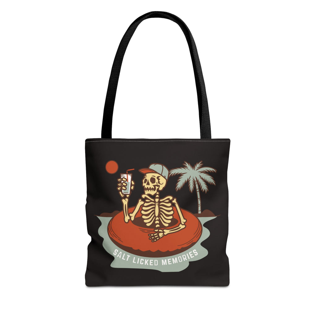 Hello Summer Skeleton Tote Bag — 'Salt Licked Memories' Beach Graphic