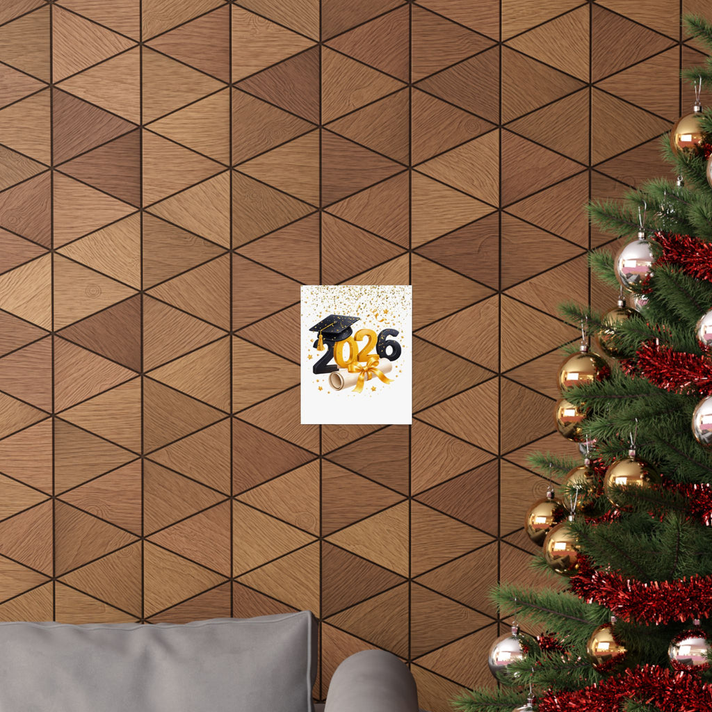 2026 Graduation Poster — Matte Vertical Graduation Wall Art with Cap & Diploma