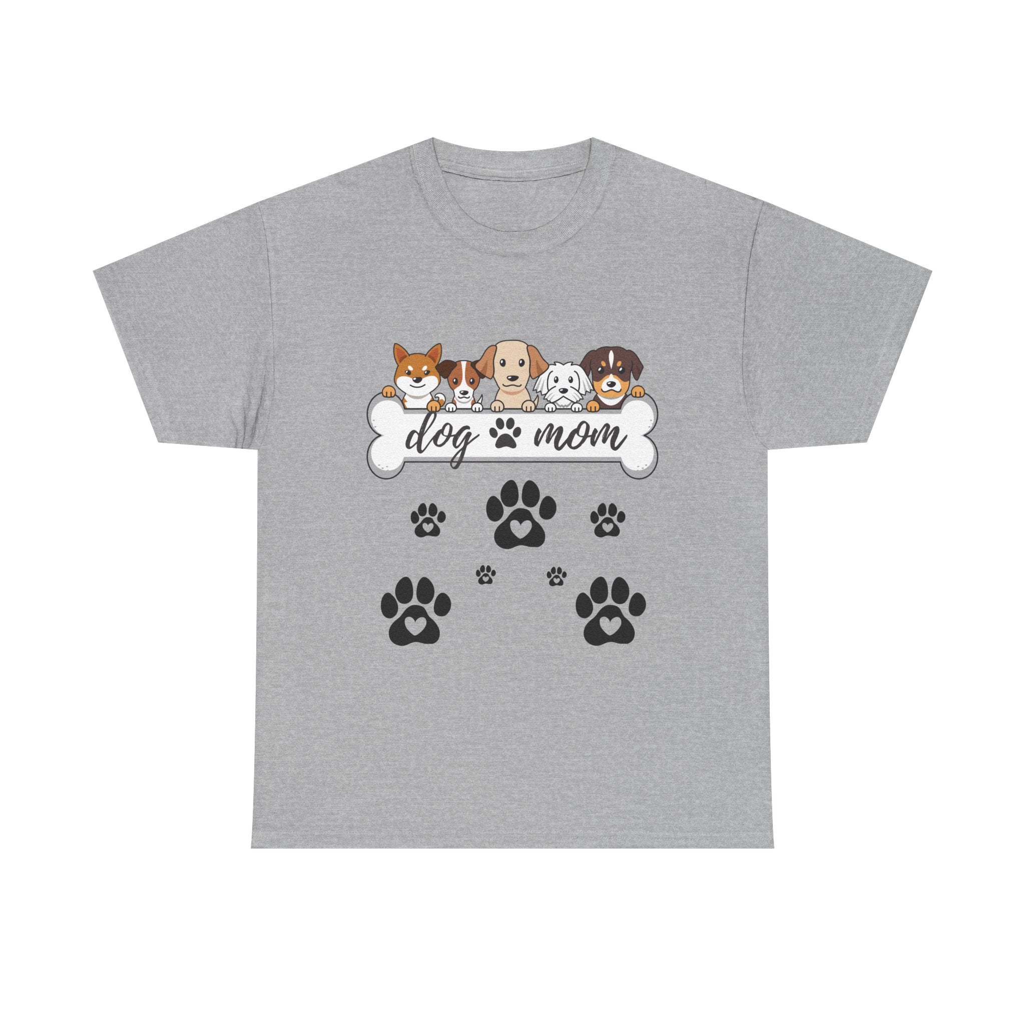 Dog Mom T-Shirt — Cute Paw Print & Cartoon Dogs Tee