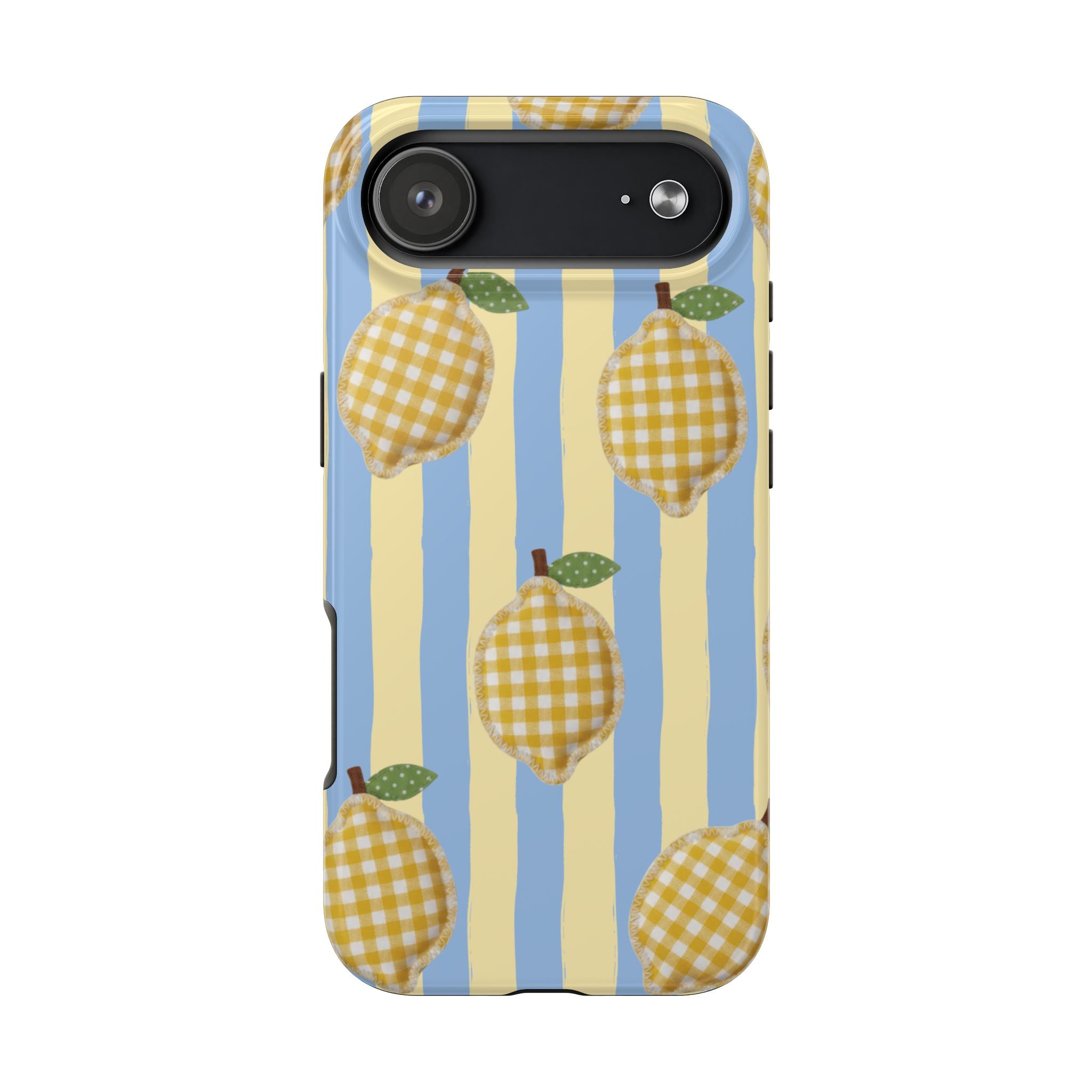 Tough Phone Case — Blue & Yellow Gingham Lemon Design