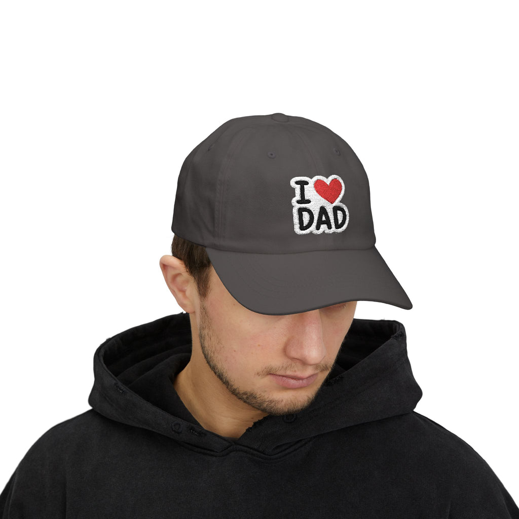 I  DAD Embroidered Dad Cap — Classic White Baseball Hat for Father’s Day