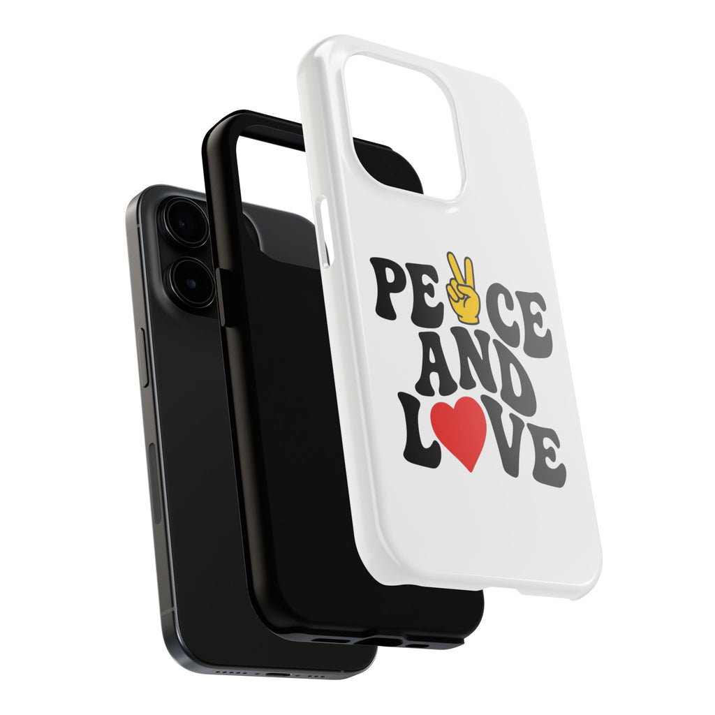 Peace and Love Tough Phone Case — Retro Peace Sign & Heart Protective Cover