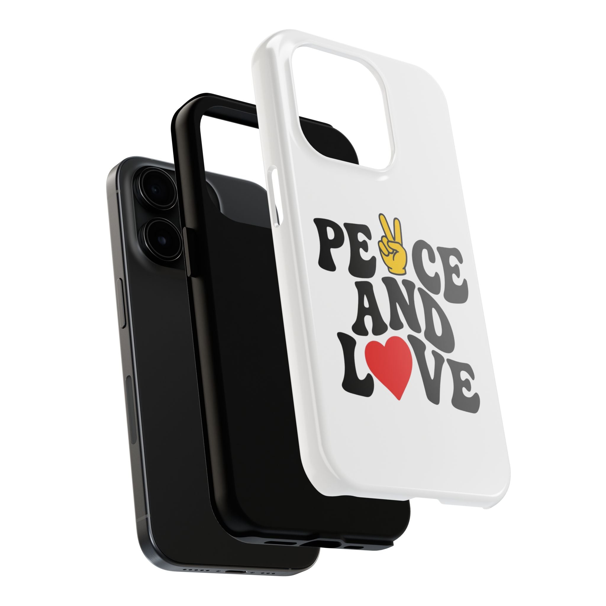 Peace and Love Tough Phone Case — Retro Peace Sign & Heart Protective Cover