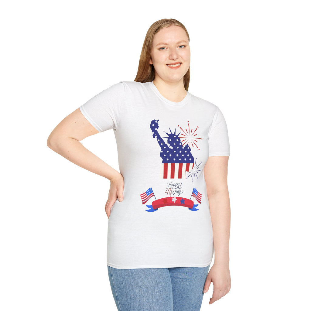 Patriotic Statue of Liberty T-Shirt – 4th of July American Flag Fireworks Tee