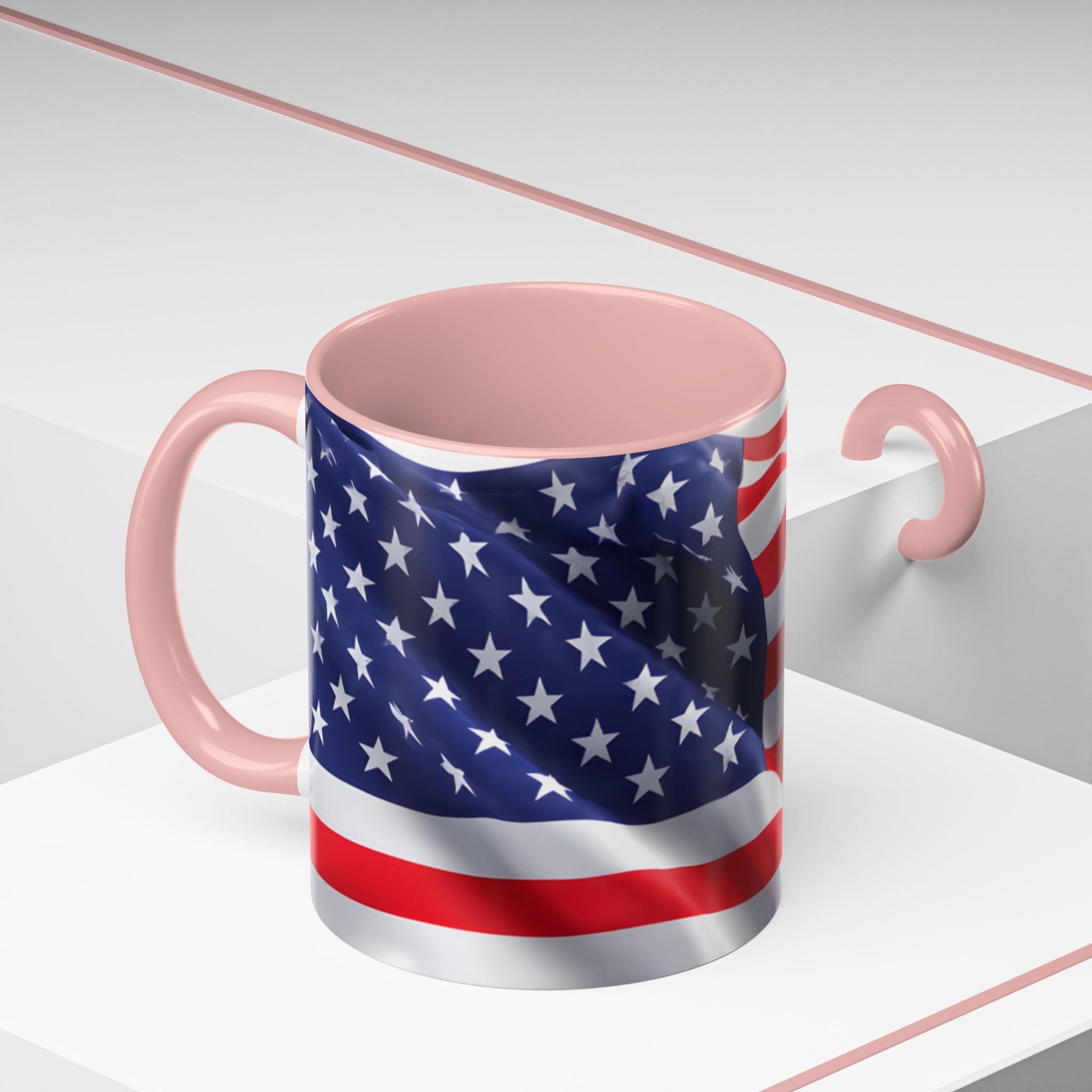 American Flag Accent Coffee Mug — Patriotic USA Stars & Stripes Ceramic Mug (11/15oz)