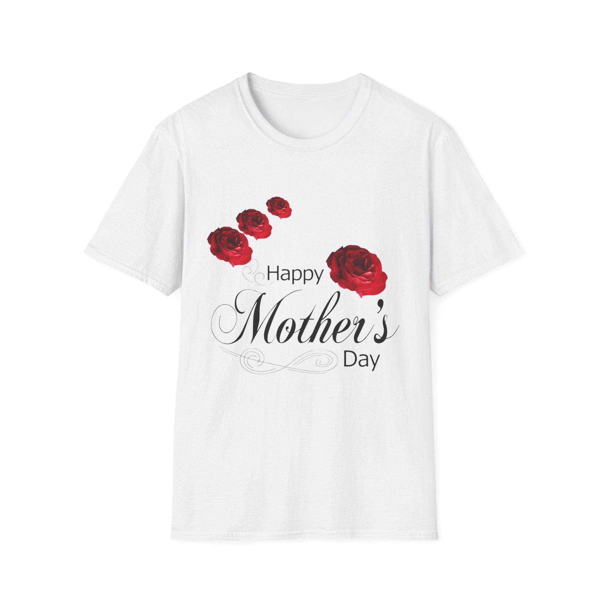 Mother's Day T-Shirt — "Happy Mother's Day" Red Rose Floral Tee