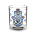 Hamsa Evil Eye Glass Mug — 10oz Blue Mosaic Protection Tea/Coffee Cup
