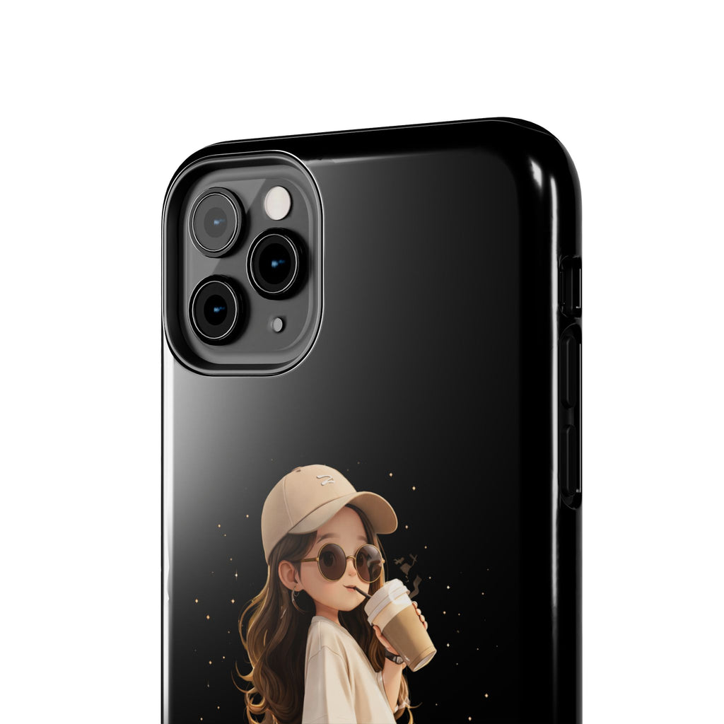 Phone Case — 'Running on Coffee' Cute Coffee Girl Protective Case