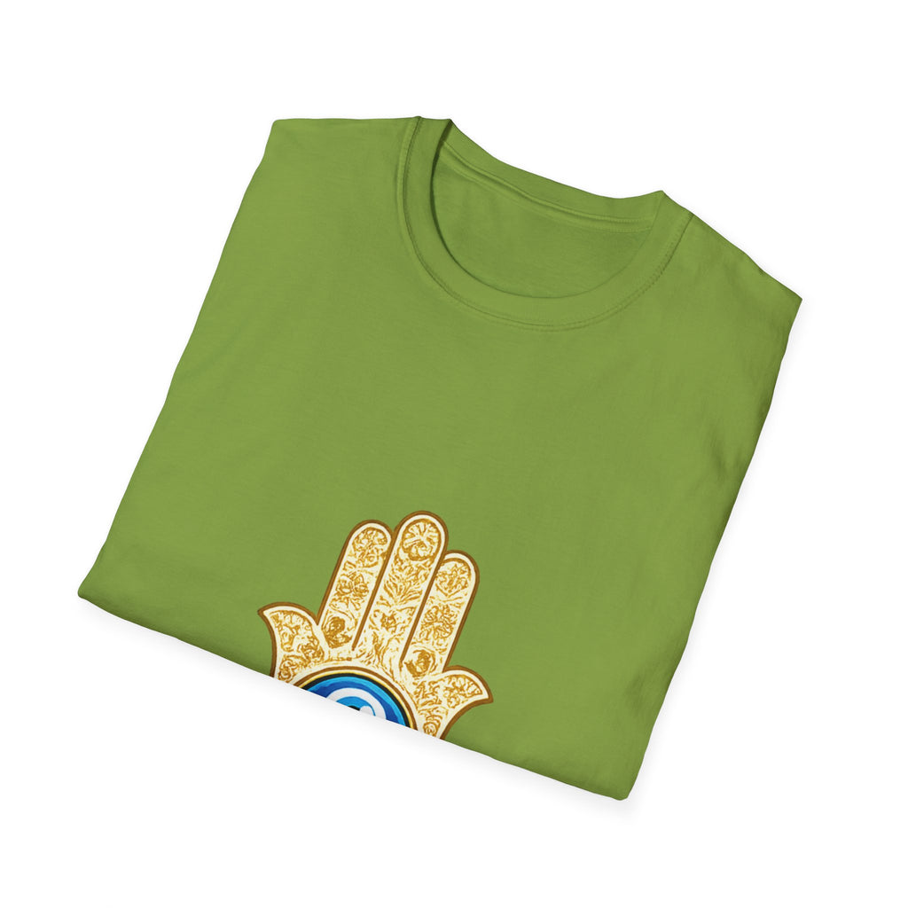 Hamsa Hand T-Shirt with Blue Evil Eye — Protective Spiritual Symbol Tee