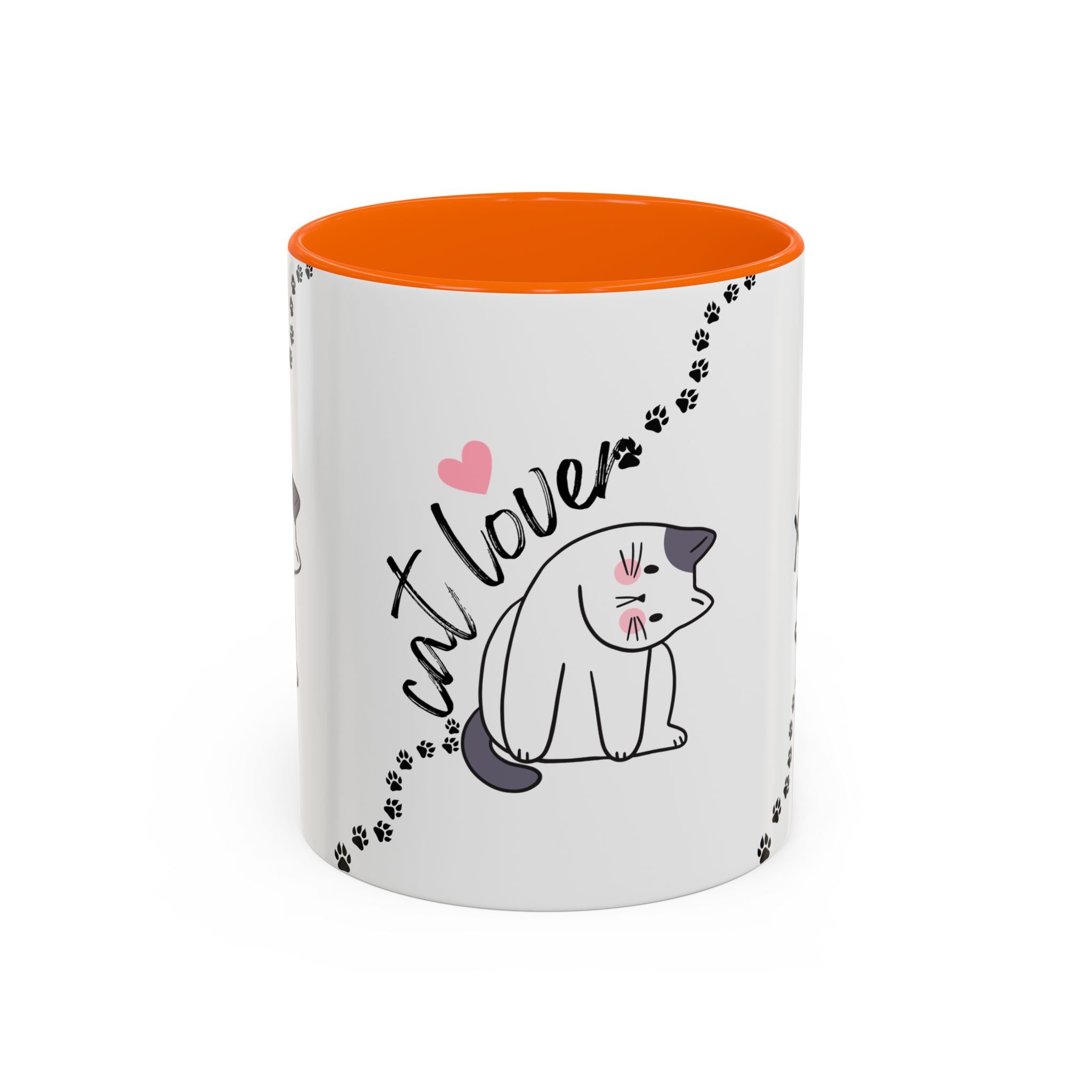 Cat Lover Coffee Mug — Cute Paw Print Accent Mug (11/15oz)