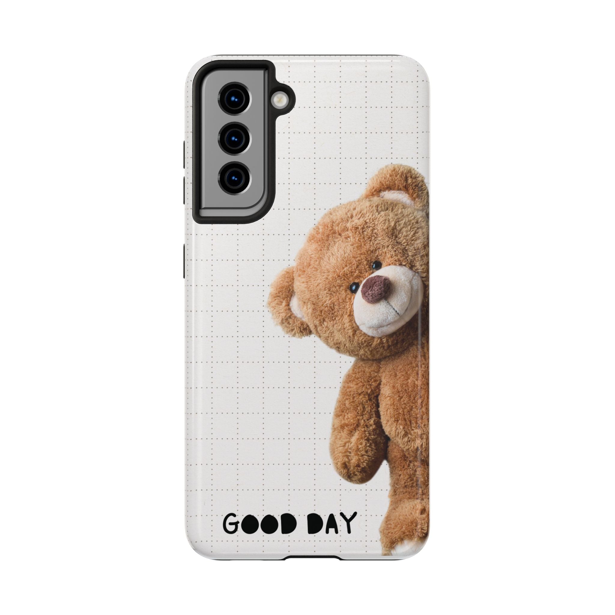 Teddy Bear Tough Phone Case — Cute Plush Peeking Design, Protective Shockproof Cover