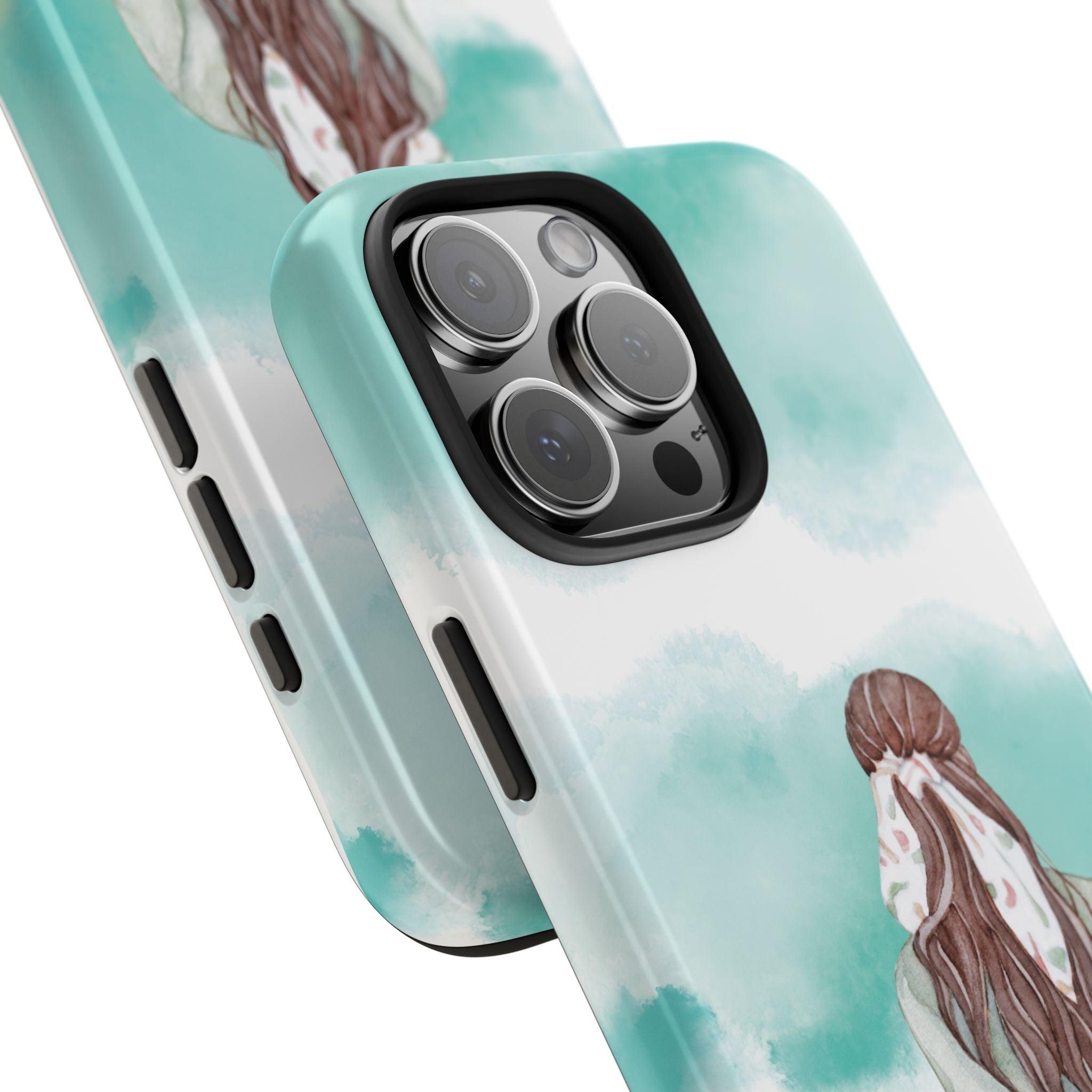 Watercolor Girl Tough Phone Case — Trendy Pastel Back-to-School Protective Cover