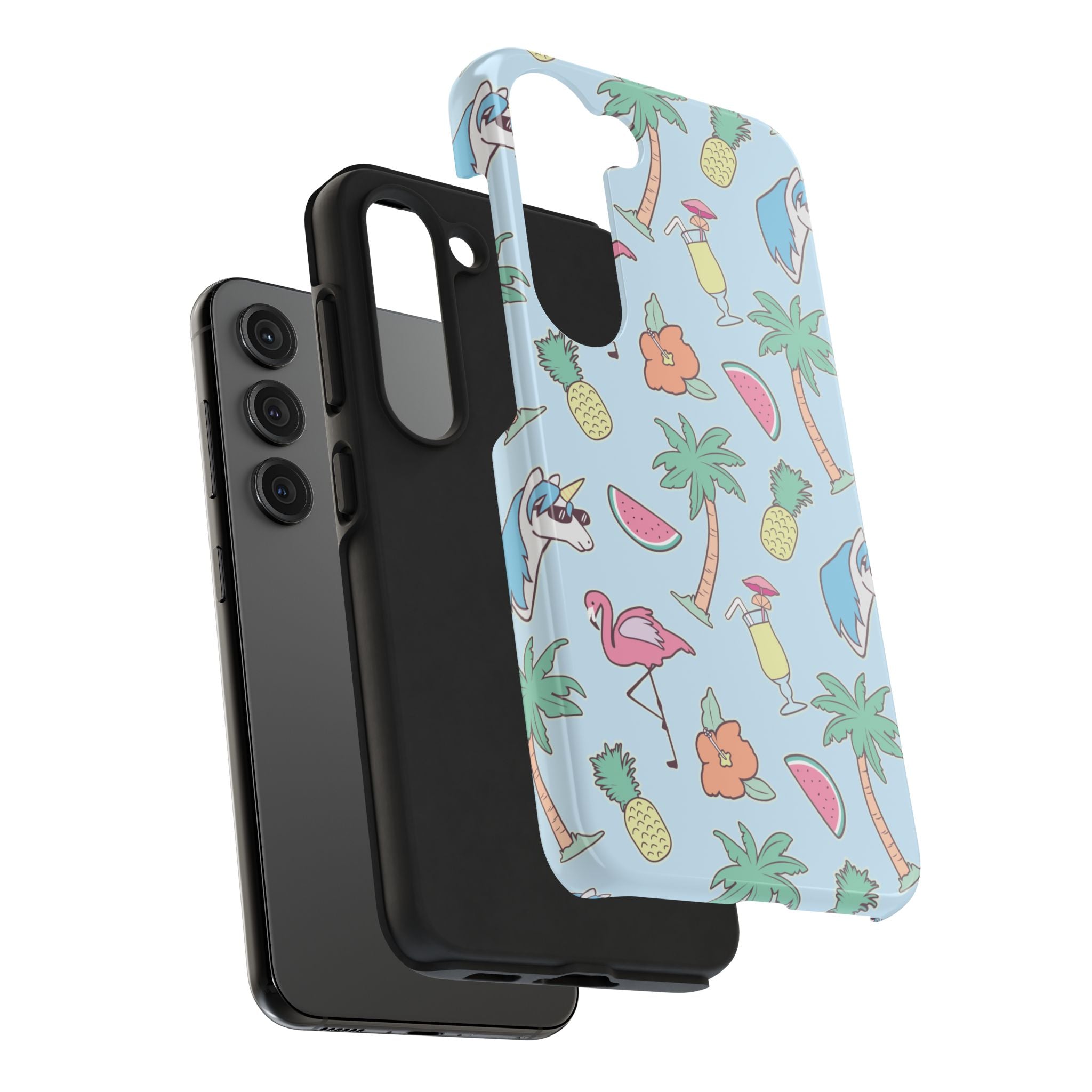 Tropical Summer Tough Phone Case — Pineapple, Flamingo & Palm Pattern