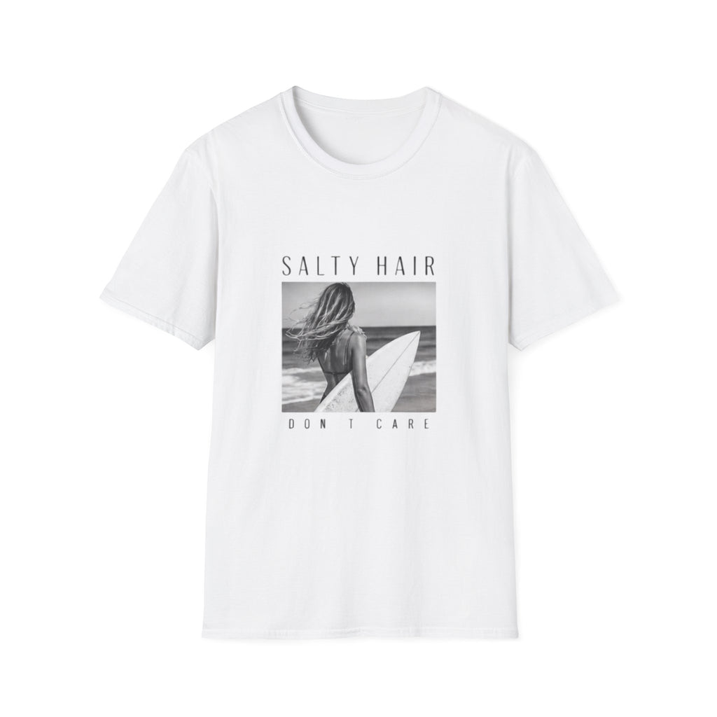 Salty Hair Surf Photo Tee — "Salty Hair, Don’t Care" Beach T-Shirt