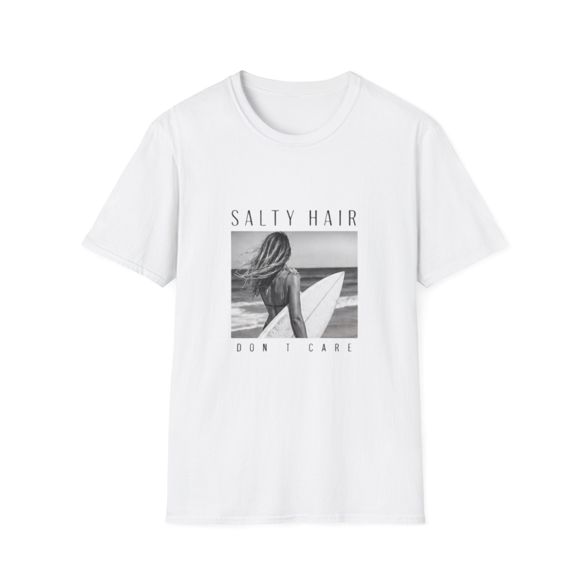 Salty Hair Surf Photo Tee — "Salty Hair, Don’t Care" Beach T-Shirt