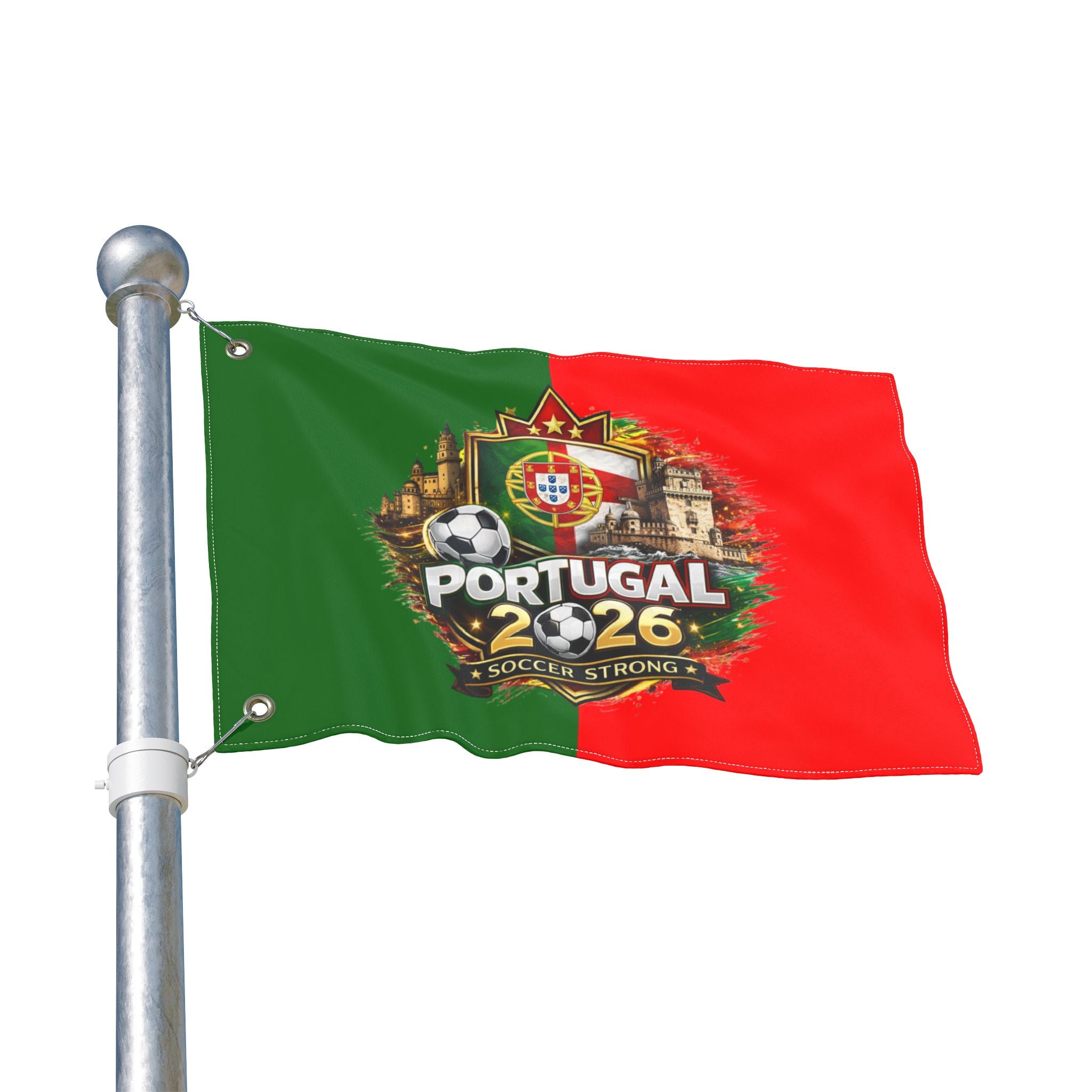 Portugal 2026 Soccer Flag — Double-Sided Football Fan Banner