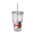 Love Cats Tumbler with Straw — 16oz Cute Couple Cats Valentine Travel Cup