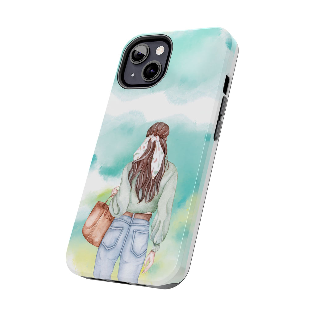 Watercolor Girl Tough Phone Case — Trendy Pastel Back-to-School Protective Cover