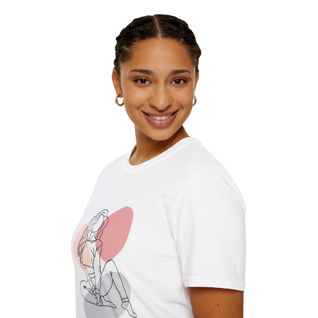 Abstract Line Art Woman T-Shirt — Minimalist Feminine Graphic Tee