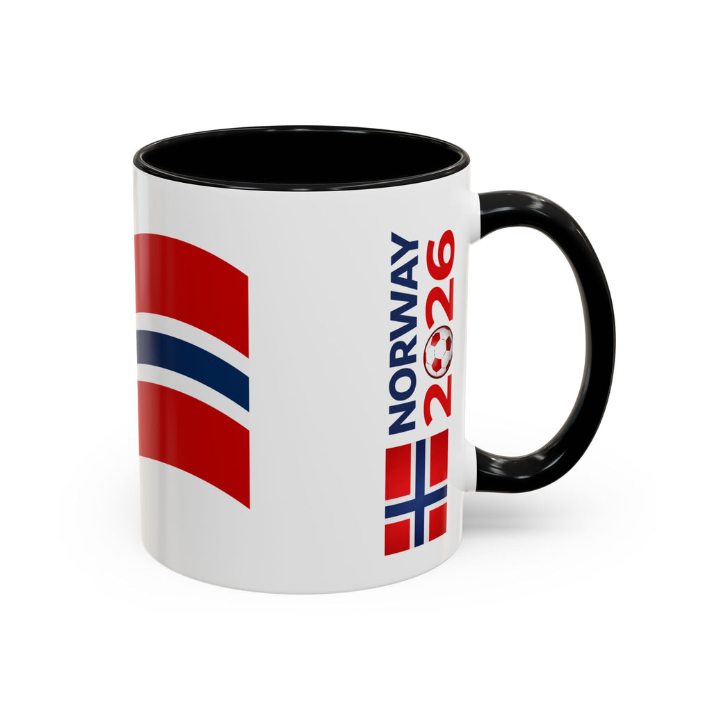 Norway Flag Accent Coffee Mug – Norway 2026 Soccer Fan Ceramic Mug (11/15oz)
